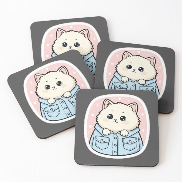 Item preview, Cute Kawaii Kitten in Oversized Denim Jacket designed and sold by Born to Flow.