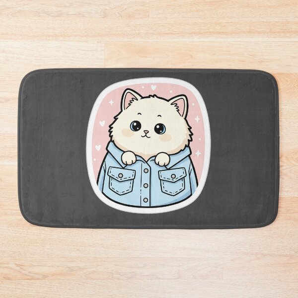 Item preview, Cute Kawaii Kitten in Oversized Denim Jacket designed and sold by Born to Flow.