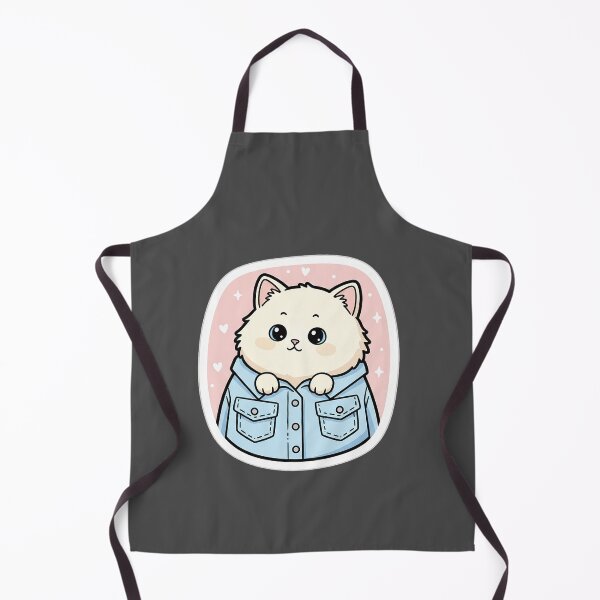 Item preview, Cute Kawaii Kitten in Oversized Denim Jacket designed and sold by Born to Flow.