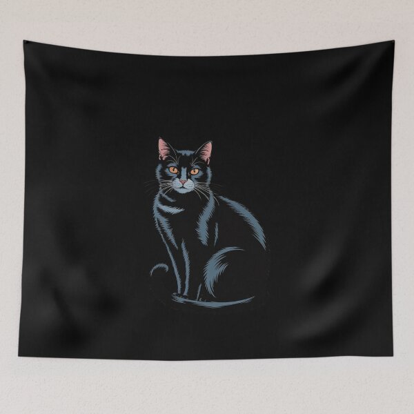 Item preview, Cherry Blossom Black Cat Japanese Woodblock Art designed and sold by MythWoot.