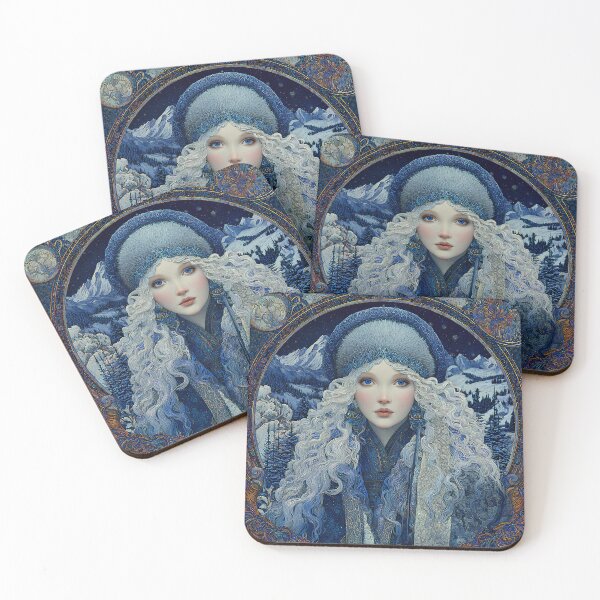 Item preview, Portrait of the Snow Maiden | Enchanted Winter Goddess Wall Art designed and sold by Stoneflower-Art.
