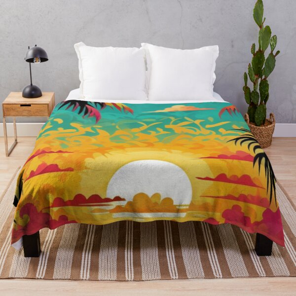 Item preview, Palm Tree Ocean Sunset Illustration Art for Relaxed Beach Lovers designed and sold by WildStroke.