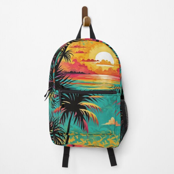 Item preview, Palm Tree Ocean Sunset Illustration Art for Relaxed Beach Lovers designed and sold by WildStroke.