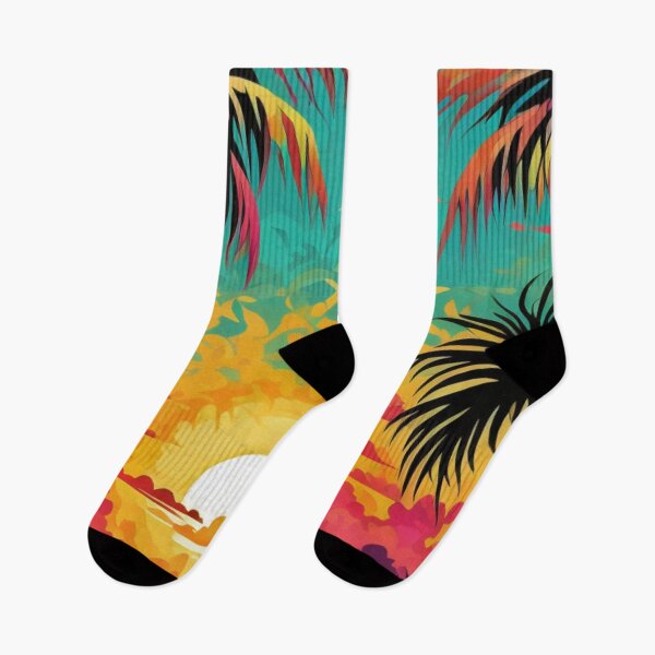 Item preview, Palm Tree Ocean Sunset Illustration Art for Relaxed Beach Lovers designed and sold by WildStroke.
