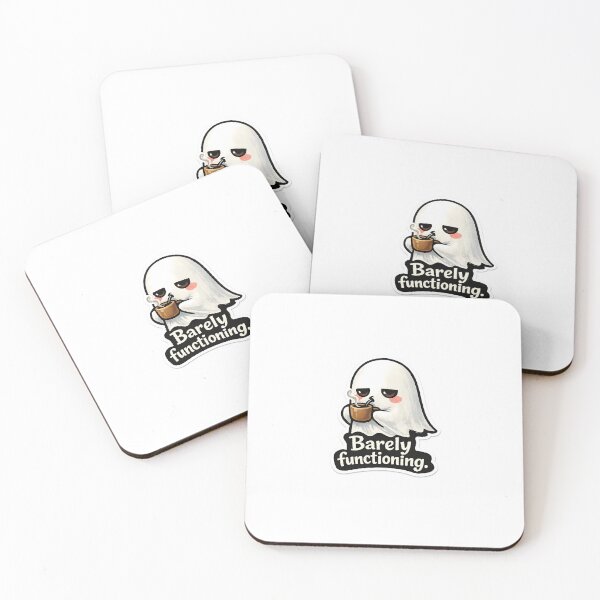 Item preview, Barely Functioning Ghost – Funny Coffee Lover Sticker designed and sold by Doodlynx.
