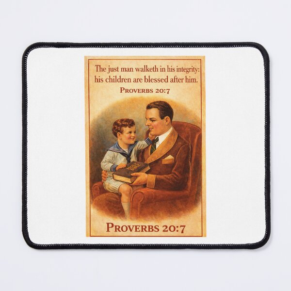 Item preview, Proverbs 20:7 Vintage Father and Son Poster, Integrity Blesses Generations designed and sold by TerScott.