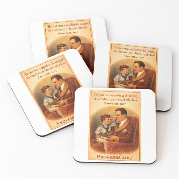 Item preview, Proverbs 20:7 Vintage Father and Son Poster, Integrity Blesses Generations designed and sold by TerScott.