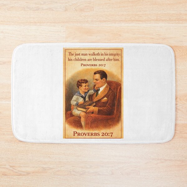 Item preview, Proverbs 20:7 Vintage Father and Son Poster, Integrity Blesses Generations designed and sold by TerScott.