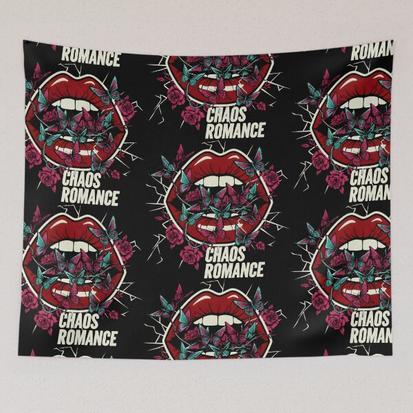 Item preview, Chaos Romance Surreal Red Lips with Butterflies and Roses Art designed and sold by SplashTastic.