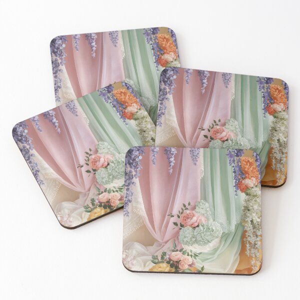 Item preview, Regency Drapery in Bloom – Pastel Wisterias Peonies Arrangement designed and sold by EmeraldeaArt.