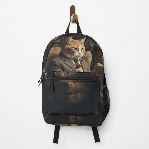Item preview, Scholarly Ginger Cat Reading in Classic Library designed and sold by Silent Watch Threads..