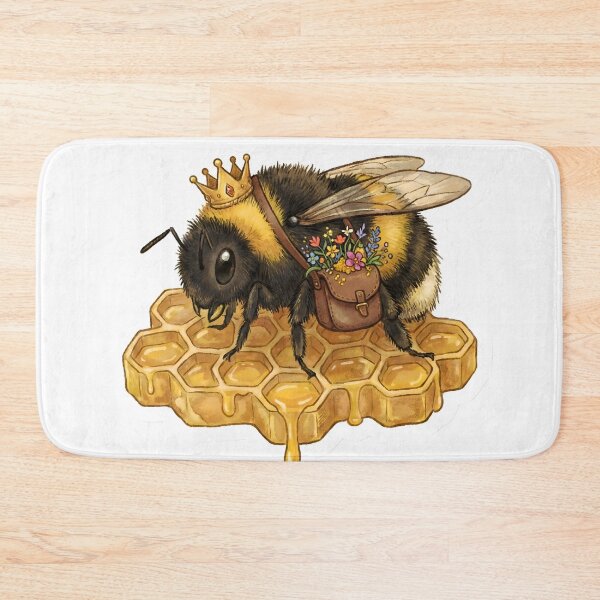 Item preview, Cute Queen Bee Botanist with Crown and Flower Satchel on Honeycomb designed and sold by StickyGuys.