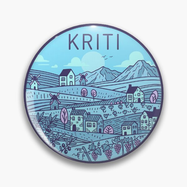 Item preview, Kriti Greece Travel Badge Featuring Chania Lighthouse and Knossos Ruins designed and sold by InvestingRoad.