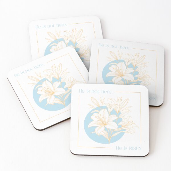 Item preview, He is not here. He is RISEN! Christian - Easter Lilies - Orange & Blue designed and sold by Holly Norine Design.