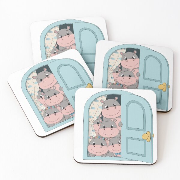 Item preview, Cute Hippo Family Illustration – Adorable Nursery Animal Art with Smiling Hippopotamus designed and sold by Royalsticker.