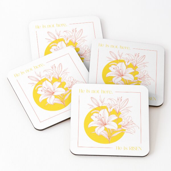 Item preview, He is not here. He is RISEN! Christian - Easter Lilies - Yellow & Coral designed and sold by Holly Norine Design.