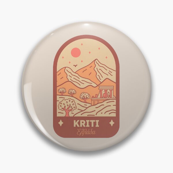 Item preview, Kriti Greece Travel Badge Featuring Chania Lighthouse and Knossos Ruins designed and sold by InvestingRoad.