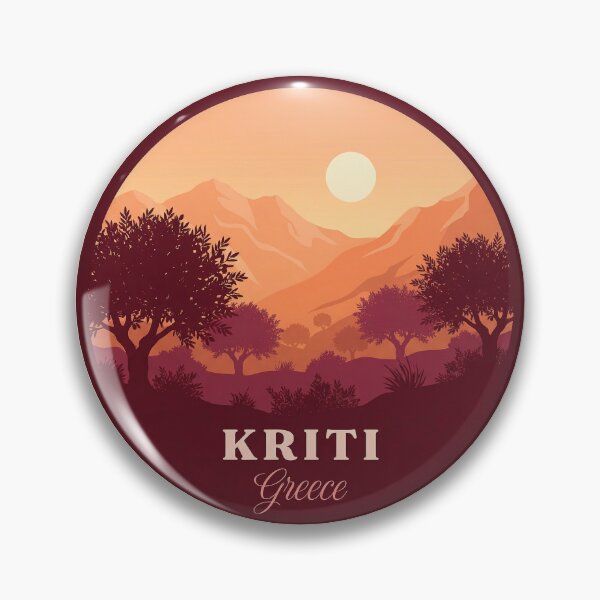 Item preview, Kriti Greece Travel Badge Featuring Chania Lighthouse and Knossos Ruins designed and sold by InvestingRoad.