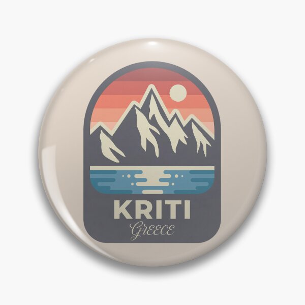 Item preview, Kriti Greece Travel Badge Featuring Chania Lighthouse and Knossos Ruins designed and sold by InvestingRoad.