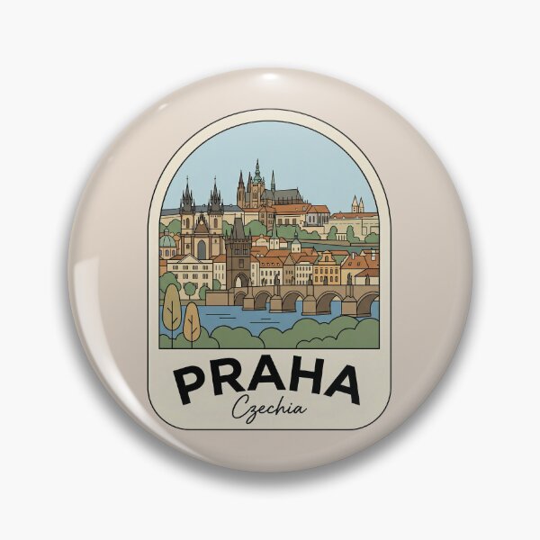 Item preview, Praha Czechia Vintage Travel Badge Prague Castle and Charles Bridge designed and sold by InvestingRoad.