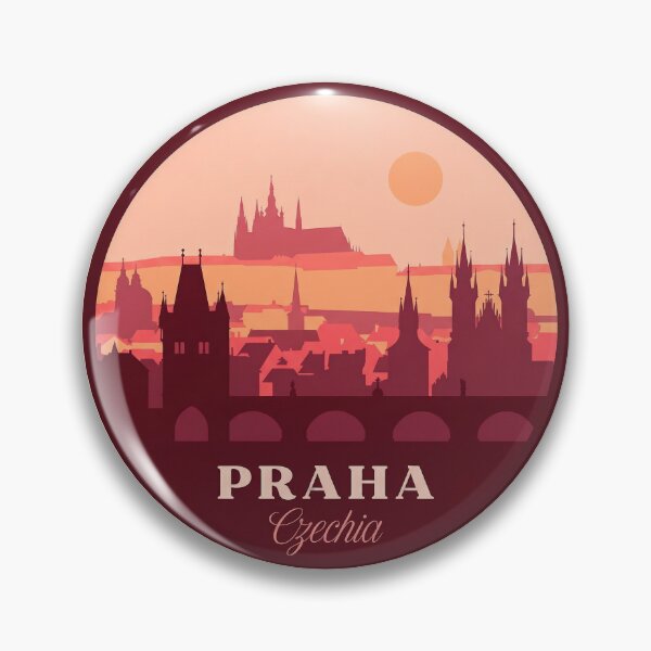 Item preview, Praha Czechia Vintage Travel Badge Prague Castle and Charles Bridge designed and sold by InvestingRoad.
