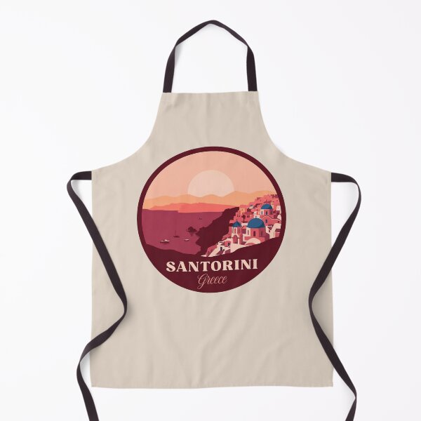 Item preview, Santorini Greece Badge Blue Domes Oia Windmills and Bougainvillea Flowers designed and sold by InvestingRoad.
