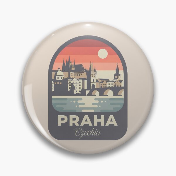Item preview, Praha Czechia Vintage Travel Badge Prague Castle and Charles Bridge designed and sold by InvestingRoad.