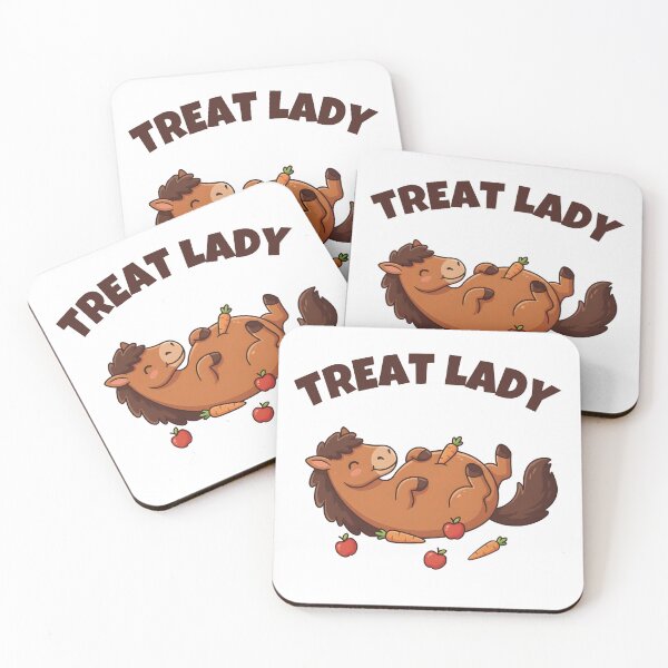 Item preview, Treat Lady – Cute Well-Fed Brown Horse Cartoon Illustration designed and sold by OskarCreates.