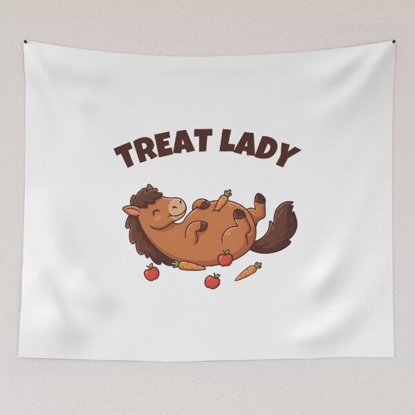 Item preview, Treat Lady – Cute Well-Fed Brown Horse Cartoon Illustration designed and sold by OskarCreates.