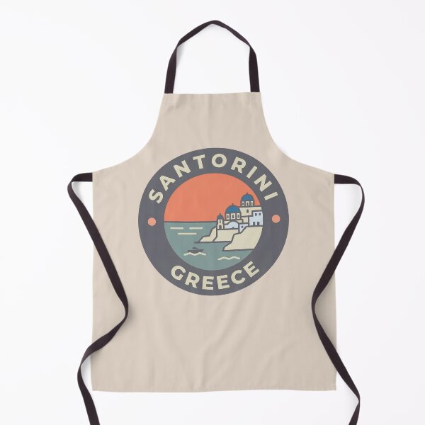 Item preview, Santorini Greece Badge Blue Domes Oia Windmills and Bougainvillea Flowers designed and sold by InvestingRoad.
