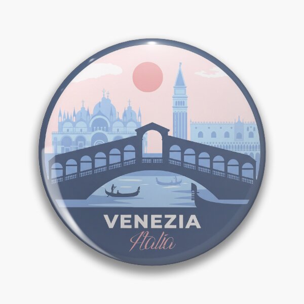 Item preview, Venezia Italia Travel Badge Illustration, Rialto Bridge, Grand Canal, Gondola designed and sold by InvestingRoad.
