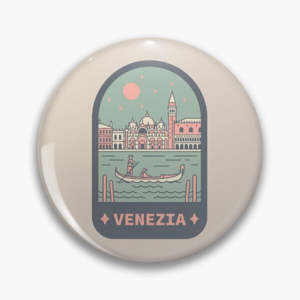 Item preview, Venezia Italia Travel Badge Illustration, Rialto Bridge, Grand Canal, Gondola designed and sold by InvestingRoad.