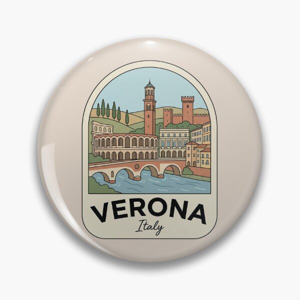 Item preview, Verona Italy Travel Badge, Arena di Verona and Adige River designed and sold by InvestingRoad.