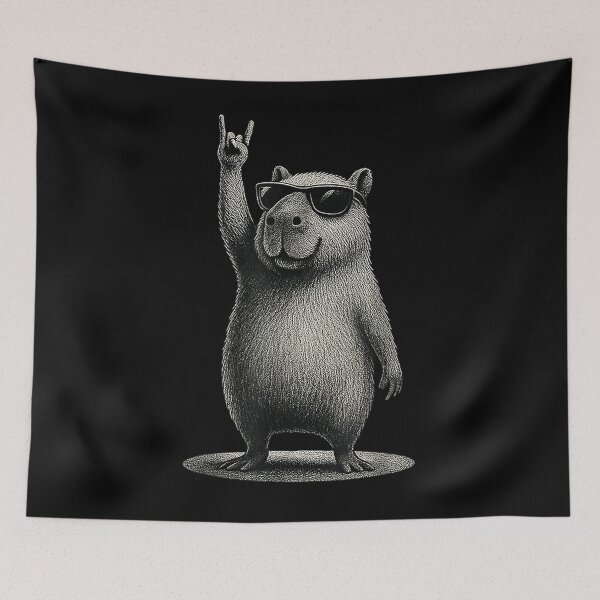 Item preview, Retro Capybara Rock Music Gift Men Kids Women Funny Capybara Art for Men Women Kids , Capybara Gift Lover  designed and sold by DZIRI NAJAT.