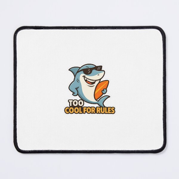 Item preview, Cool Shark Cartoon - "Too Cool for Rules" Funny Surfing Sticker designed and sold by cutechaosshop.