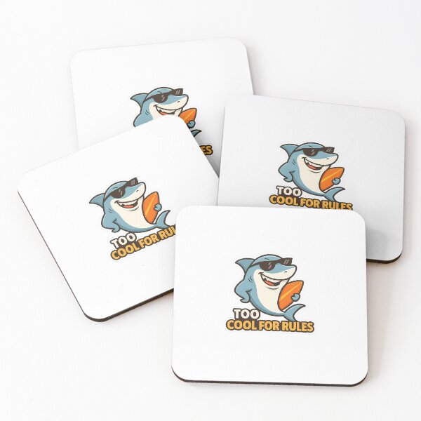 Item preview, Cool Shark Cartoon - "Too Cool for Rules" Funny Surfing Sticker designed and sold by cutechaosshop.