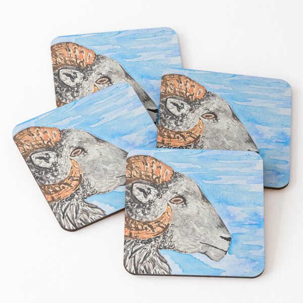 Item preview, Portrait of a Bighorn Sheep Watercolor Painting designed and sold by SqueakySketches.