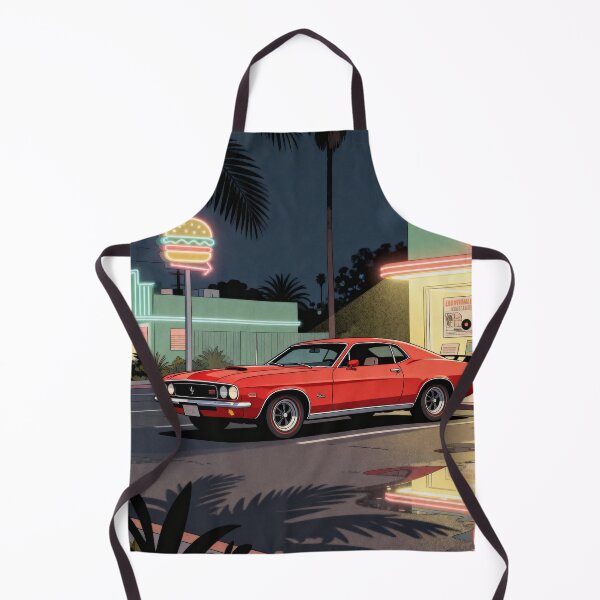 Item preview, Neon Night Muscle Car - Retro 60s Cityscape Art designed and sold by HappySproutArt.