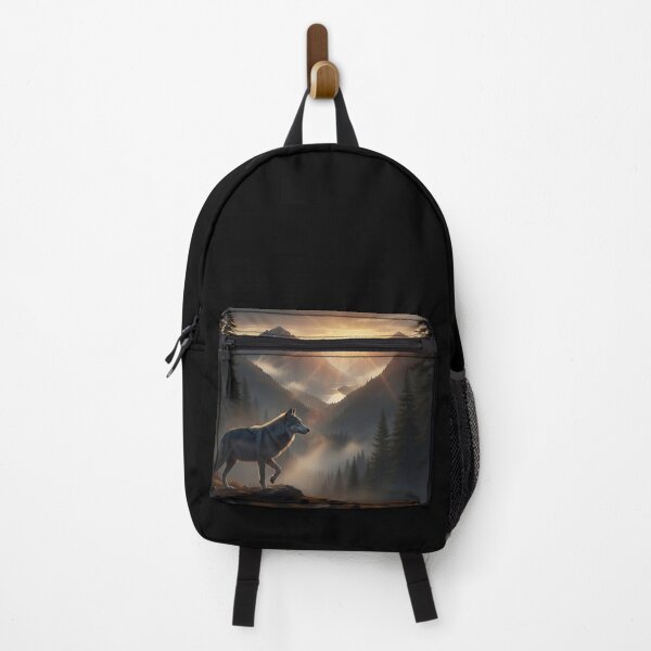 Item preview, Majestic Wolf Overlooking Misty Mountain Valley at Sunrise designed and sold by ART-POD-PL.