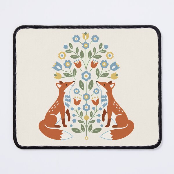 Item preview, Two Foxes with Floral Motifs – Scandinavian Folk Art by heidiannemorris © designed and sold by FOLK ART FUSION by heidiannemorris.