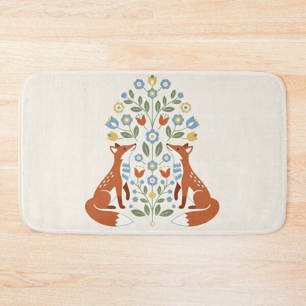 Item preview, Two Foxes with Floral Motifs – Scandinavian Folk Art by heidiannemorris © designed and sold by FOLK ART FUSION by heidiannemorris.