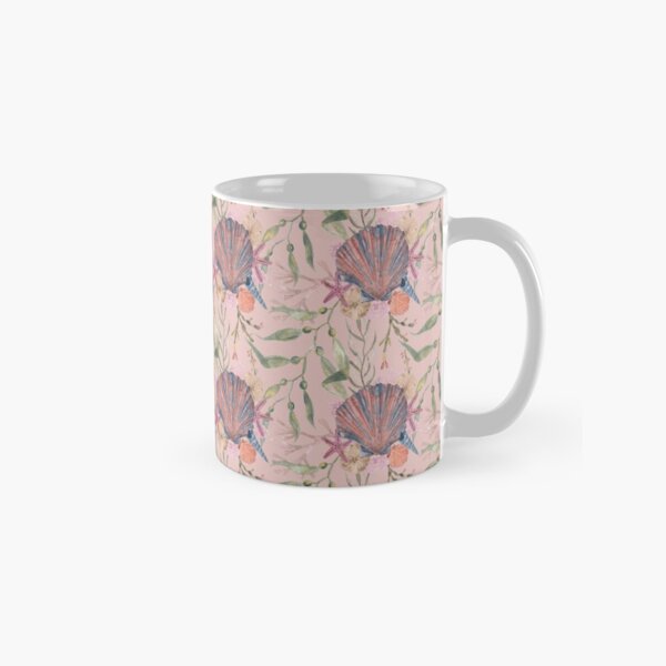 Peach pink seashell print Classic Mug