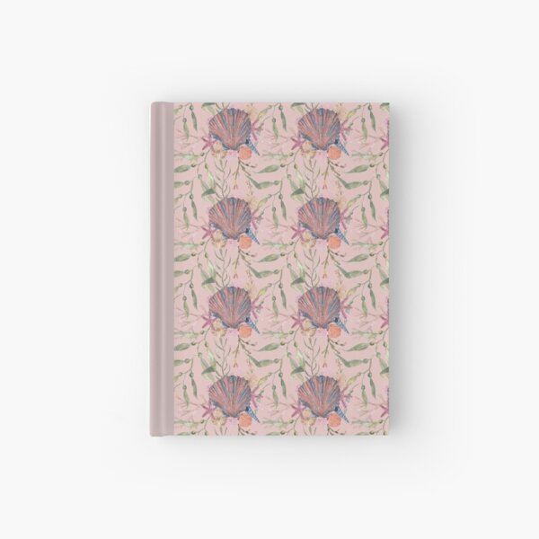 Peach pink seashell print Hardcover Journal