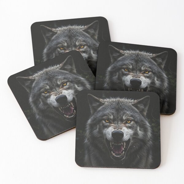 Item preview, Intense Close-Up Portrait of a Growling Wolf with Glowing Eyes designed and sold by ART-POD-PL.