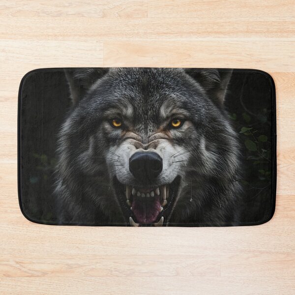 Item preview, Intense Close-Up Portrait of a Growling Wolf with Glowing Eyes designed and sold by ART-POD-PL.