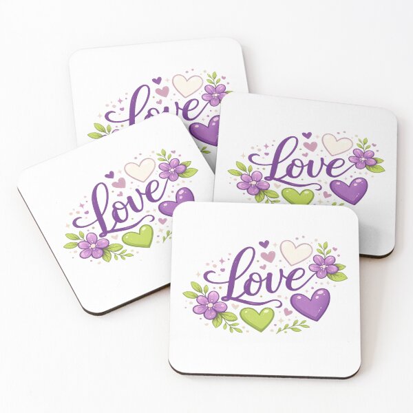 Item preview, Love Script with Hearts and Violets designed and sold by Leap29 Designs.