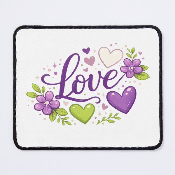 Item preview, Love Script with Hearts and Violets designed and sold by Leap29 Designs.