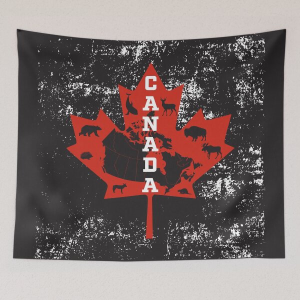Item preview, Canada Map Wildlife Maple Leaf Nature Art Print designed and sold by cabana.space.