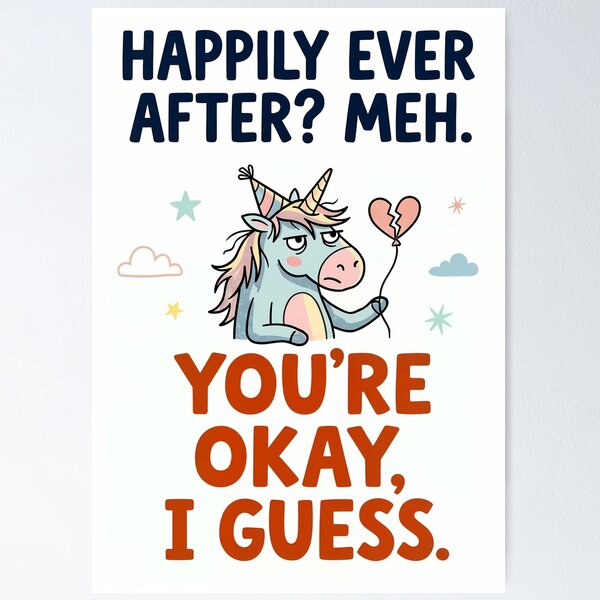 Item preview, Happily Ever After? Meh. - Sarcastic Unicorn Breakup Card designed and sold by BlankInsideCard.
