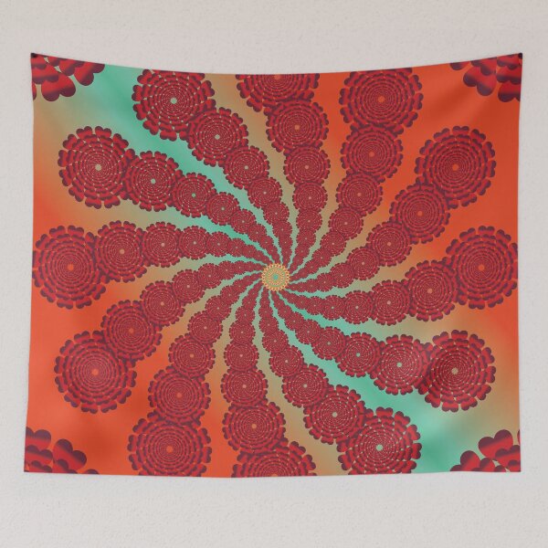 Item preview, Eternal Heart Spiral Mandala - Energetic Coral Orange designed and sold by OIL Pattern Design .